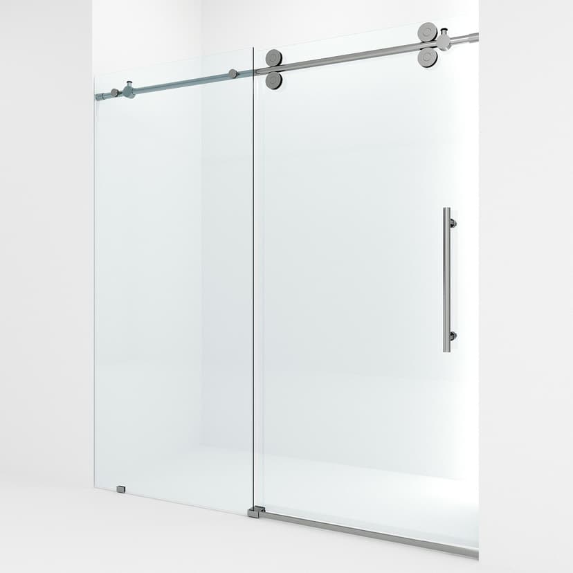 VIGO Elan Frameless Adjustable Sliding Shower Door with Clear Glass, Chrome, 68x74-in