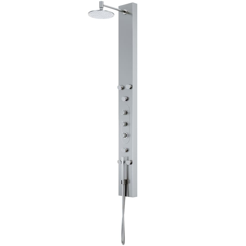 VIGO Dilana 6-Spray Jet High Pressure Massage Shower Panel System with Fixed Rain & Handheld Shower Head, Stainless Steel
