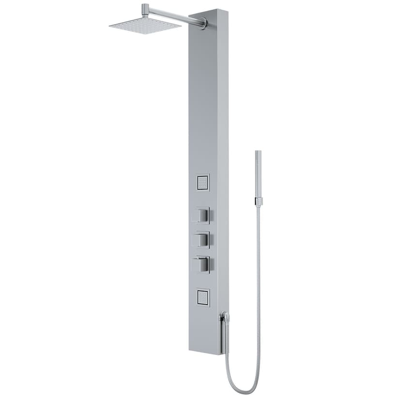 VIGO Kingsley 2-Spray Jet Dual Control High Pressure Massage Shower Panel System with Fixed Rain & Handheld Shower Head, Stainless Steel