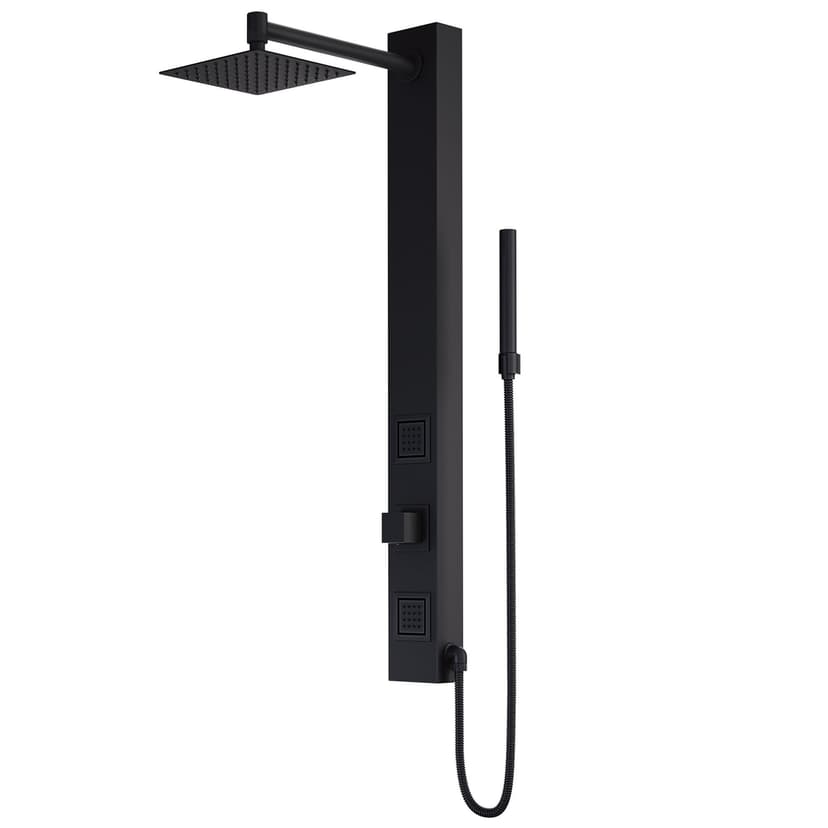 VIGO Orchid 3-Spray Jet High Pressure Massage Shower Column with Fixed Rain & Handheld Shower Head, Matte Black