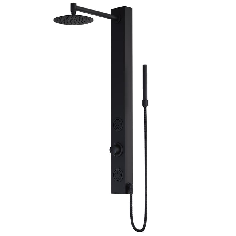 VIGO Gardenia 3-Spray Jet High Pressure Massage Shower Column with Fixed Rain & Handheld Shower Head, Matte Black