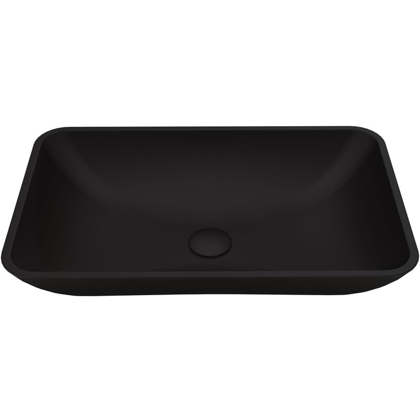 VIGO Hadyn Glass Rectangular Vessel Bathroom Sink/Basin with Rounded Edges & Deep Bowl, Black