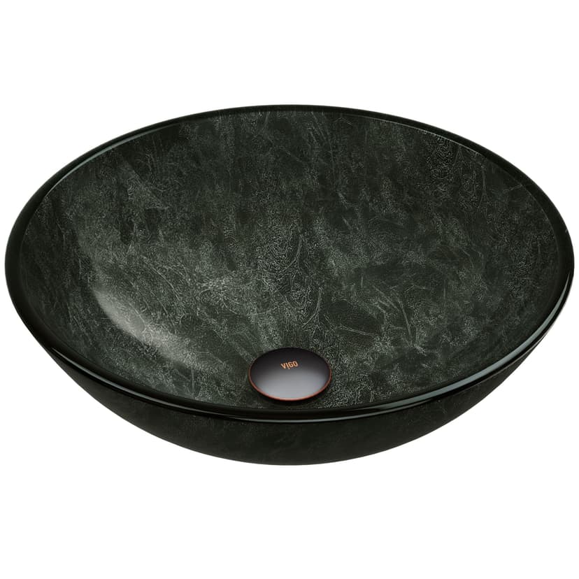 VIGO Glass Round Vessel Bathroom Sink/Basin with Deep Bowl, Gray