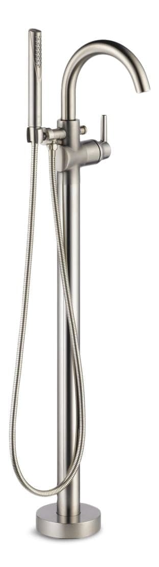 Delta Trinsic 1-Handle Floor Tub Filler Trim with Hand Shower, Stainless Steel
