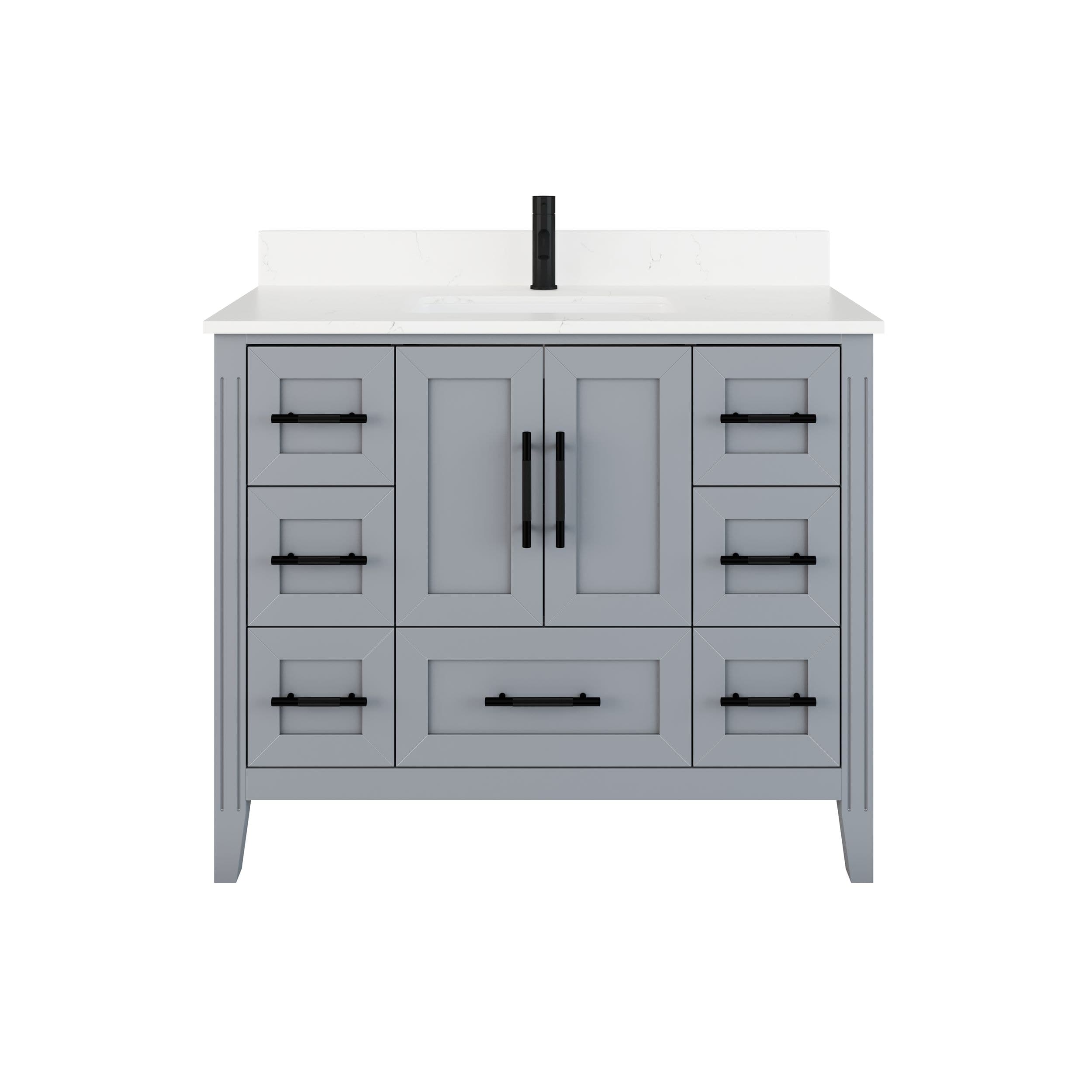 Urban Bathe Houston Single Bathroom Vanity with Power Bar & Drawer Organizer, Oxford Grey, 42-in