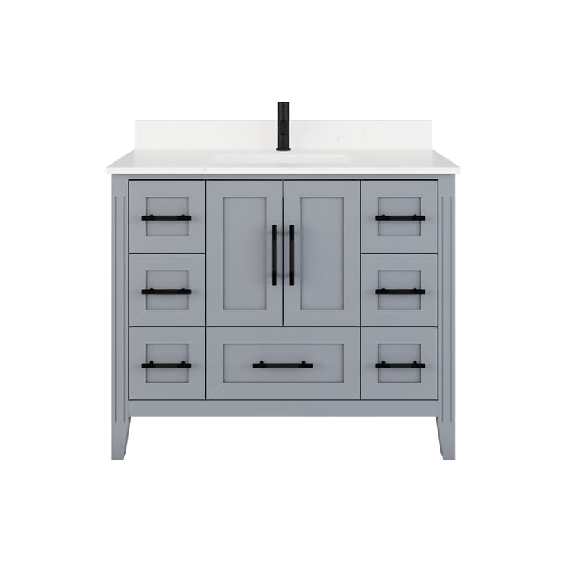 Urban Bathe Houston Single Bathroom Vanity with Power Bar & Drawer Organizer, Oxford Grey, 42-in