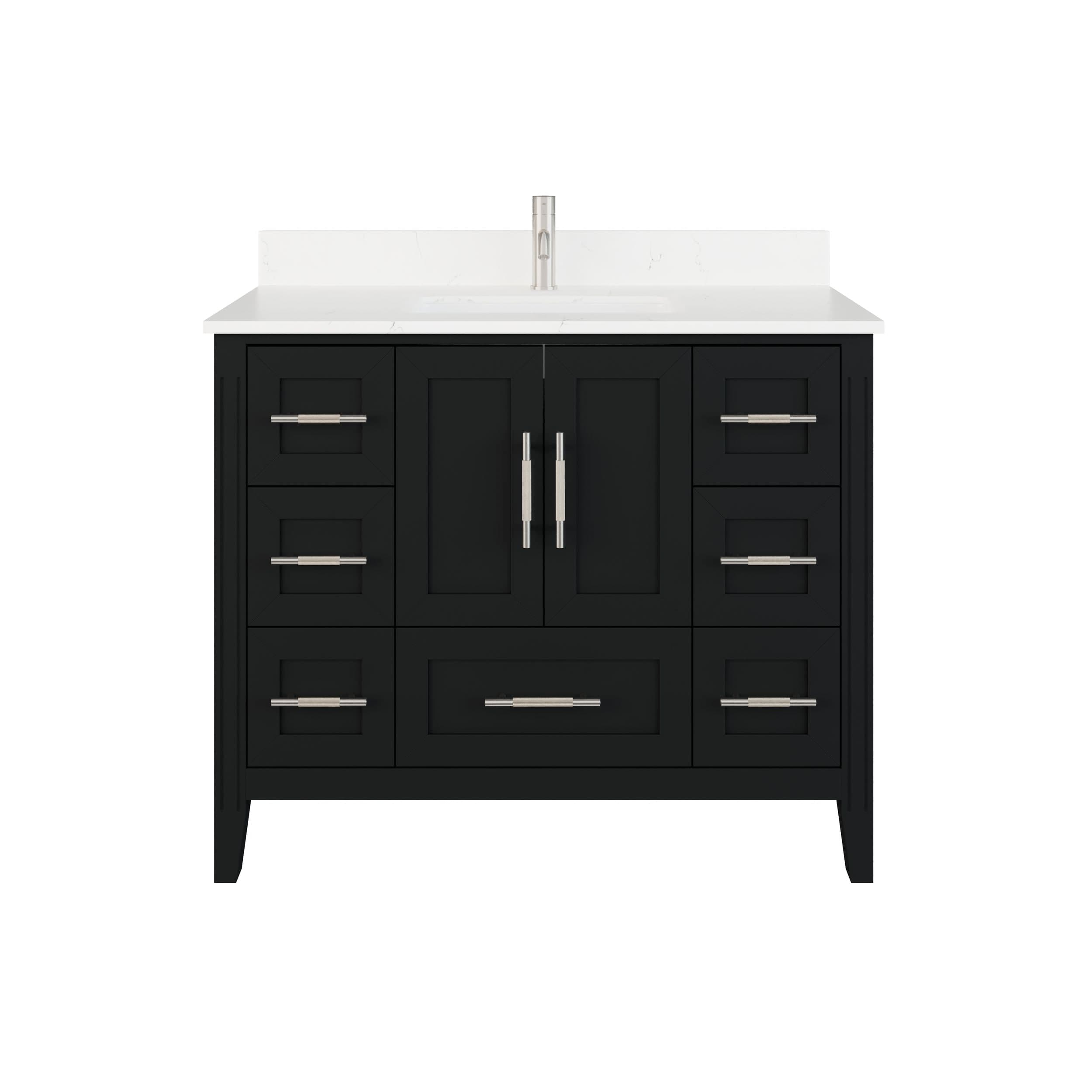 Urban Bathe Houston Single Bathroom Vanity with Power Bar & Drawer Organizer, Espresso, 42-in