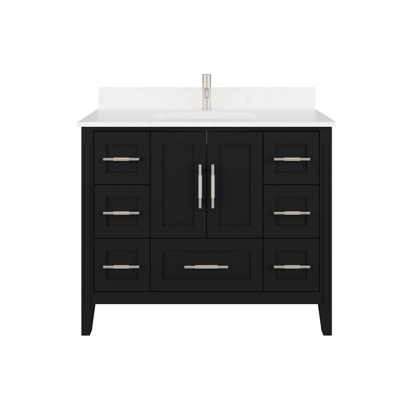 Urban Bathe Houston Single Bathroom Vanity with Power Bar & Drawer Organizer, Espresso, 42-in