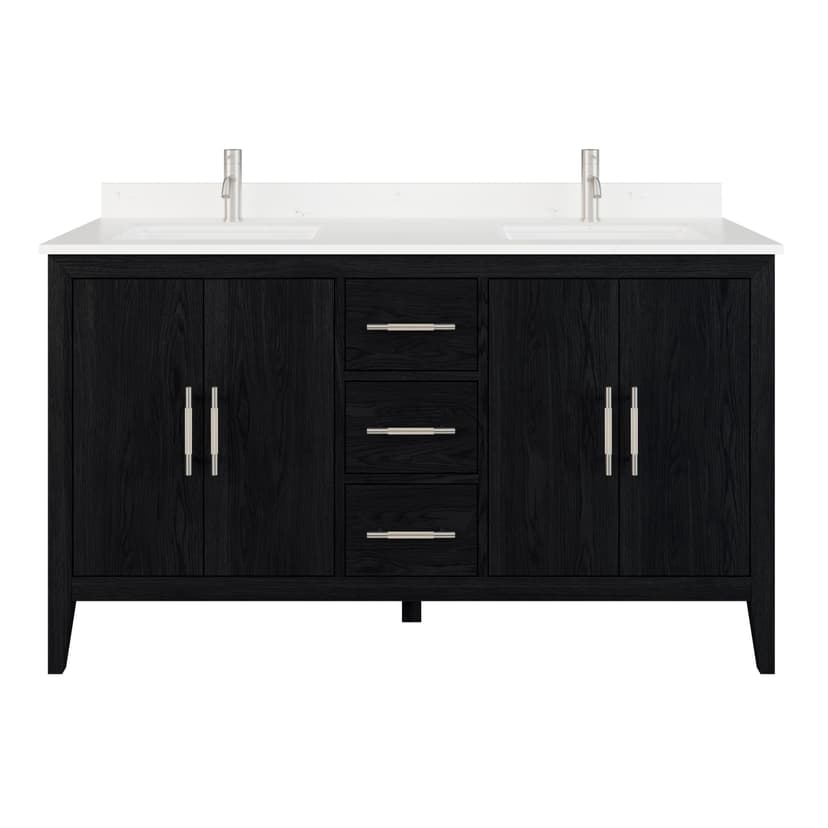 Urban Bathe Vienna Double Bathroom Vanity Power Bar & Drawer Organizer, Espresso, 60-in