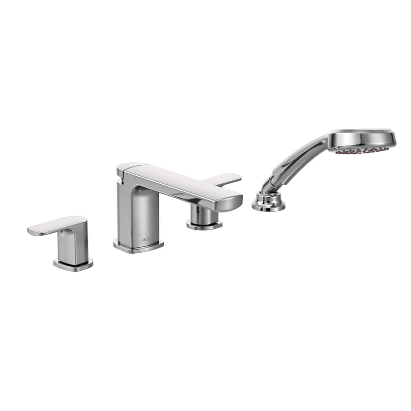 Moen Rizon 2-Handle Diverter Roman Tub Faucet, Includes Handshower,, Valve Required, Chrome