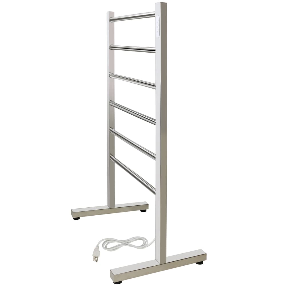 WarmlyYours Ibiza Freestanding Electric Towel Warmer, Polished Stainless Steel, 6-Bars