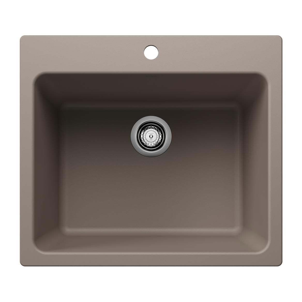 Blanco Liven SILGRANIT 25-in Single Bowl Dual Mount Laundry Sink, Truffle