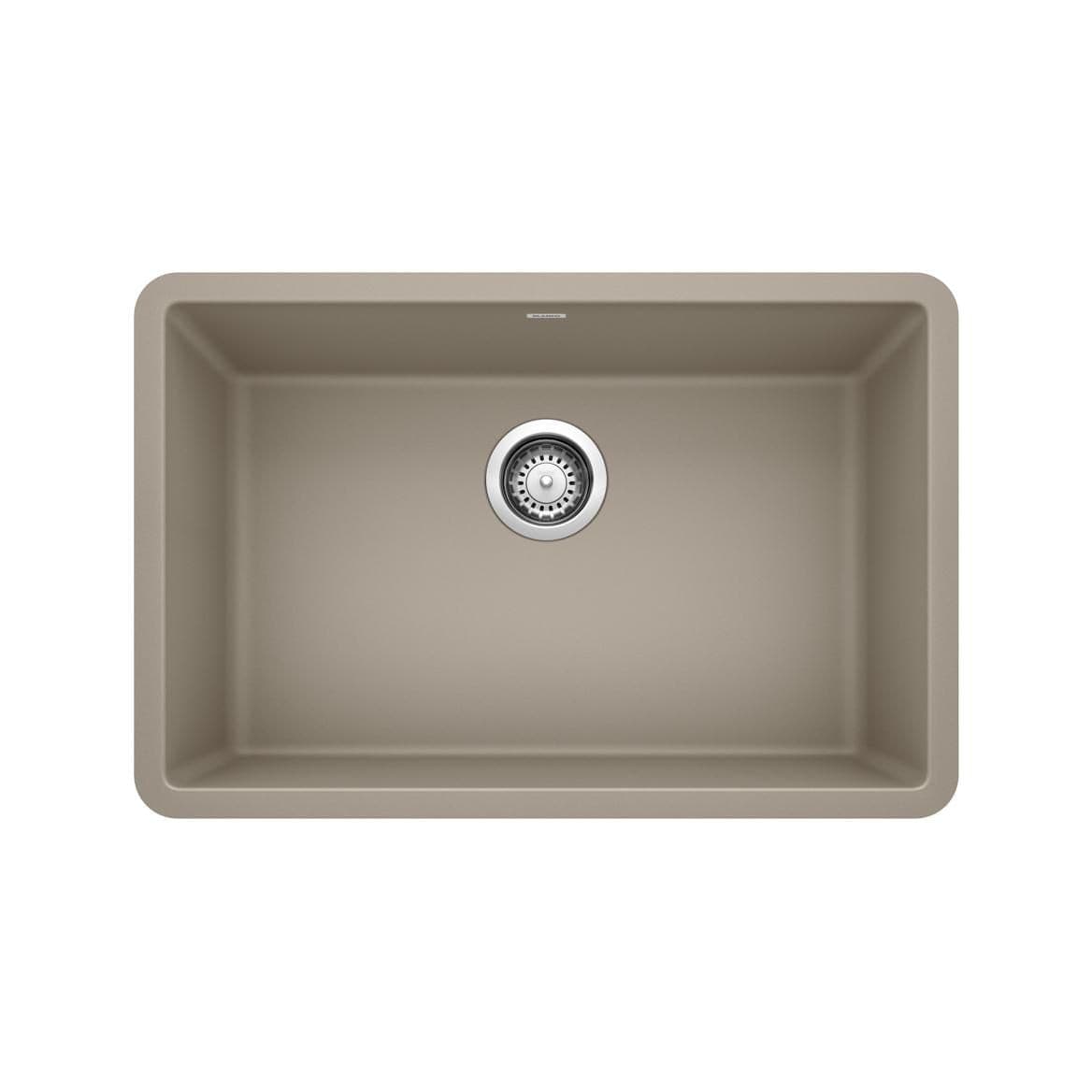 Blanco Precis SILGRANIT 27-in Single Bowl Undermount Kitchen Sink, Truffle