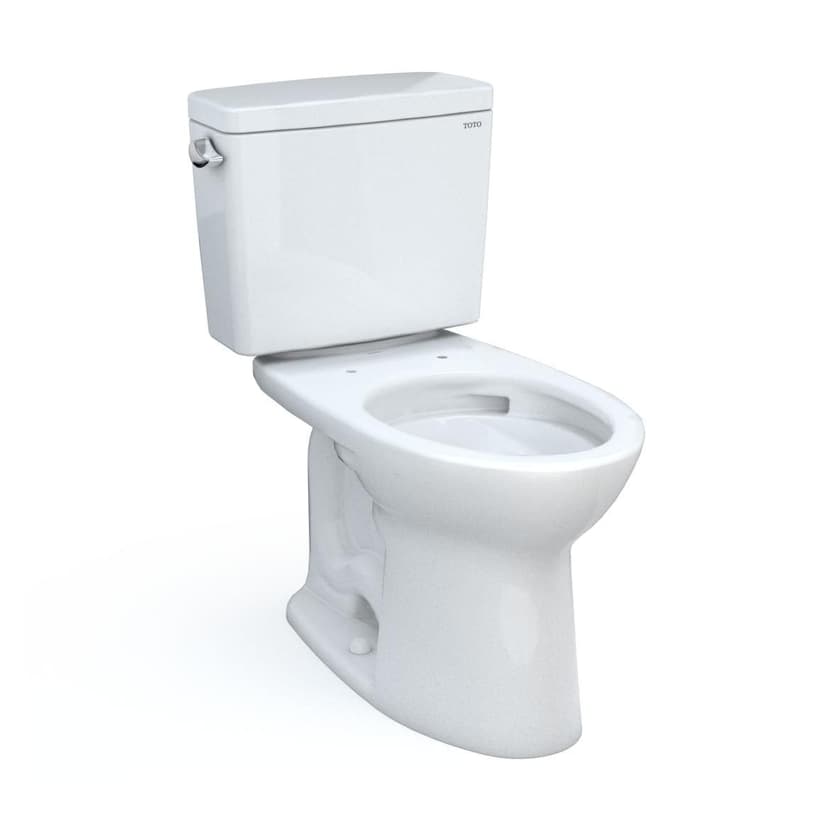TOTO Drake Two-Piece Elongated 1.6 GPF Universal Height Tornado Flush Toilet with CEFIONTECT, Cotton White