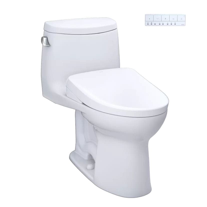 TOTO WASHLET+ UltraMax II One-Piece Elongated 1.28 GPF Toilet & WASHLET+ S7 Contemporary Bidet Seat