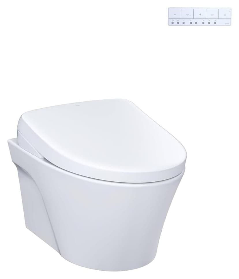 TOTO CWT426CMFG#MS AP Wall-Hung Skirted Toilet with In-Wall Tank & Silver Push Button