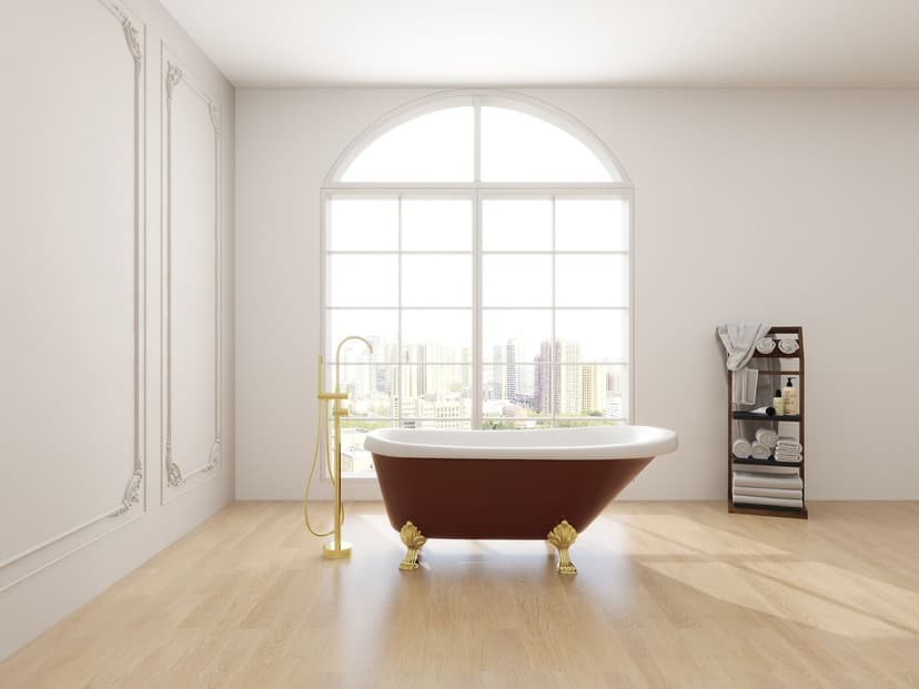 Vanity Art 6311-RL 67-in Red & White Laval Clawfoot Freestanding Acrylic Bathtub