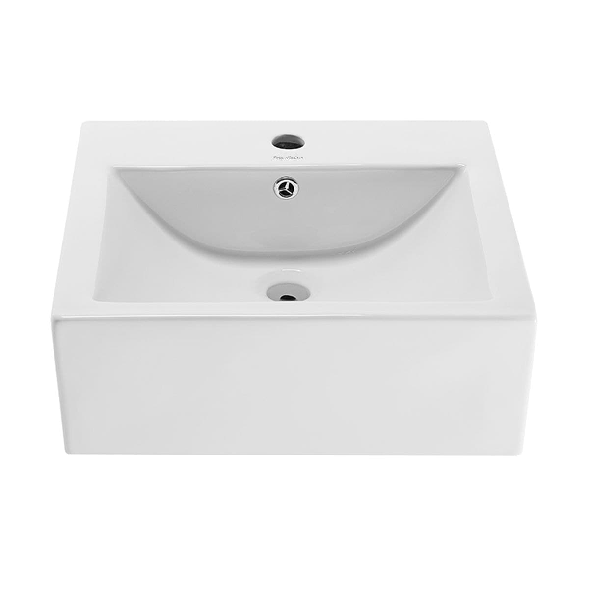 Swiss Madison Voltaire Square Ceramic Wall Mount Sink, 18-in