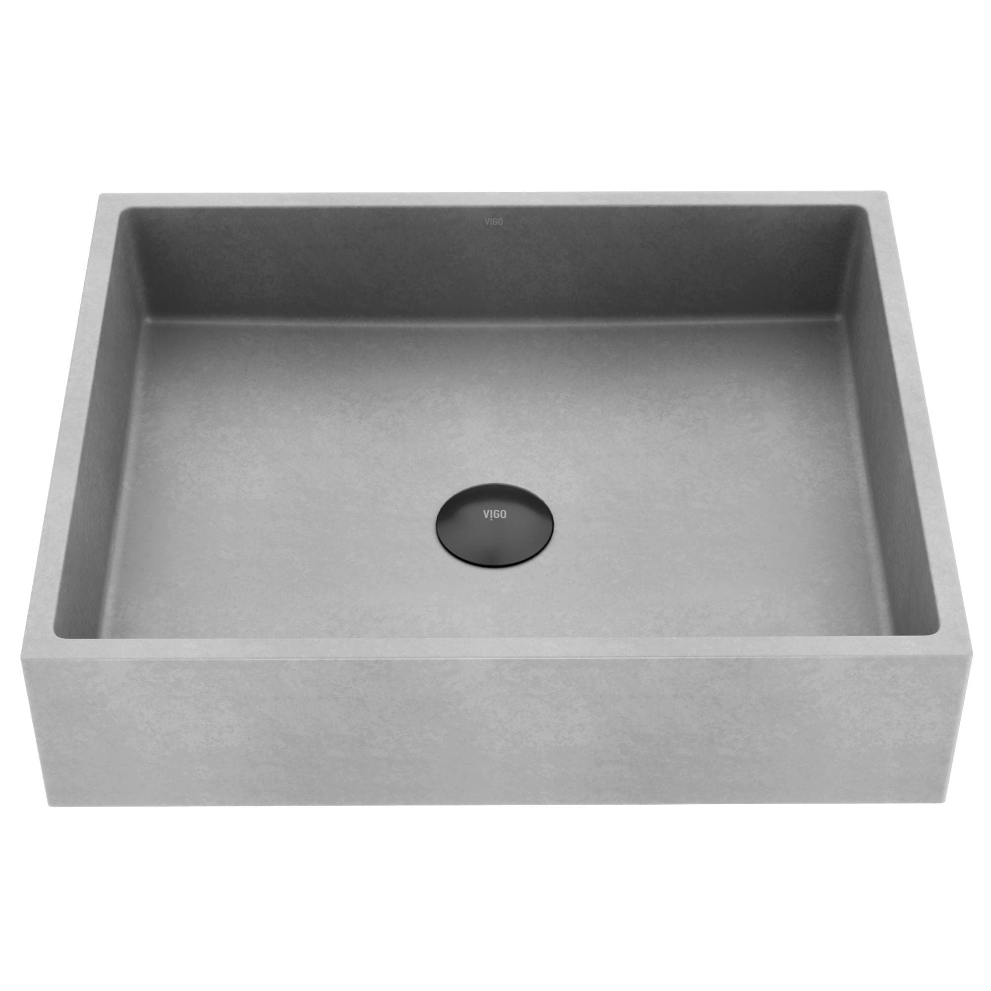 VIGO Coca Gothic ConcretoStone™ 19x15-in Deep Grey Bathroom Sink/Basin with Rectangular Vessel