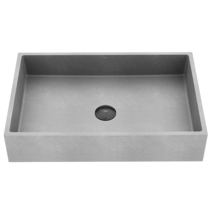 VIGO Orvieto Gothic ConcretoStone™ 24x15-in Deep Grey Bathroom Sink/Basin with Rectangular Vessel