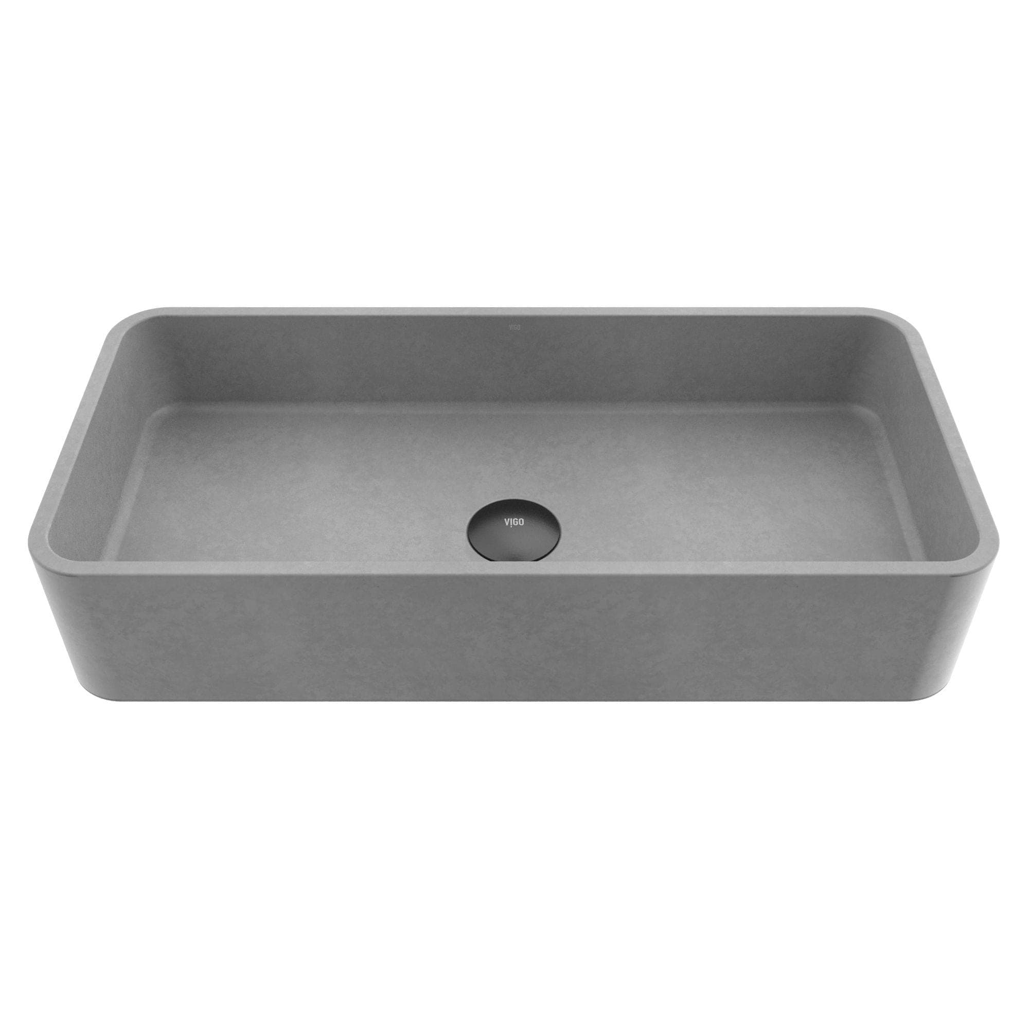 VIGO Palazzo Gothic ConcretoStone™ 24x11-in Deep Grey Bathroom Sink/Basin with Rectangular Vessel