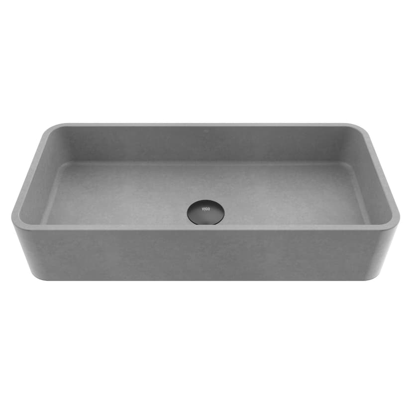 VIGO Palazzo Gothic ConcretoStone™ 24x11-in Deep Grey Bathroom Sink/Basin with Rectangular Vessel