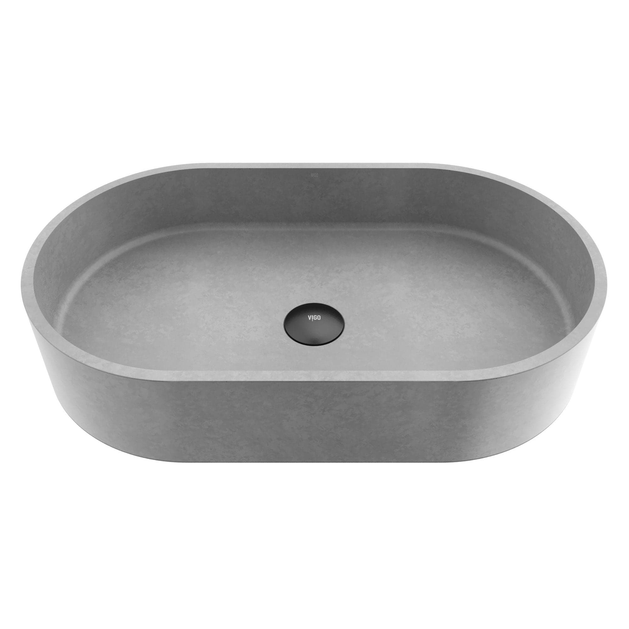 VIGO Sagrada Gothic ConcretoStone™ 24x14-in Deep Grey Bathroom Sink/Basin with Rectangular Vessel