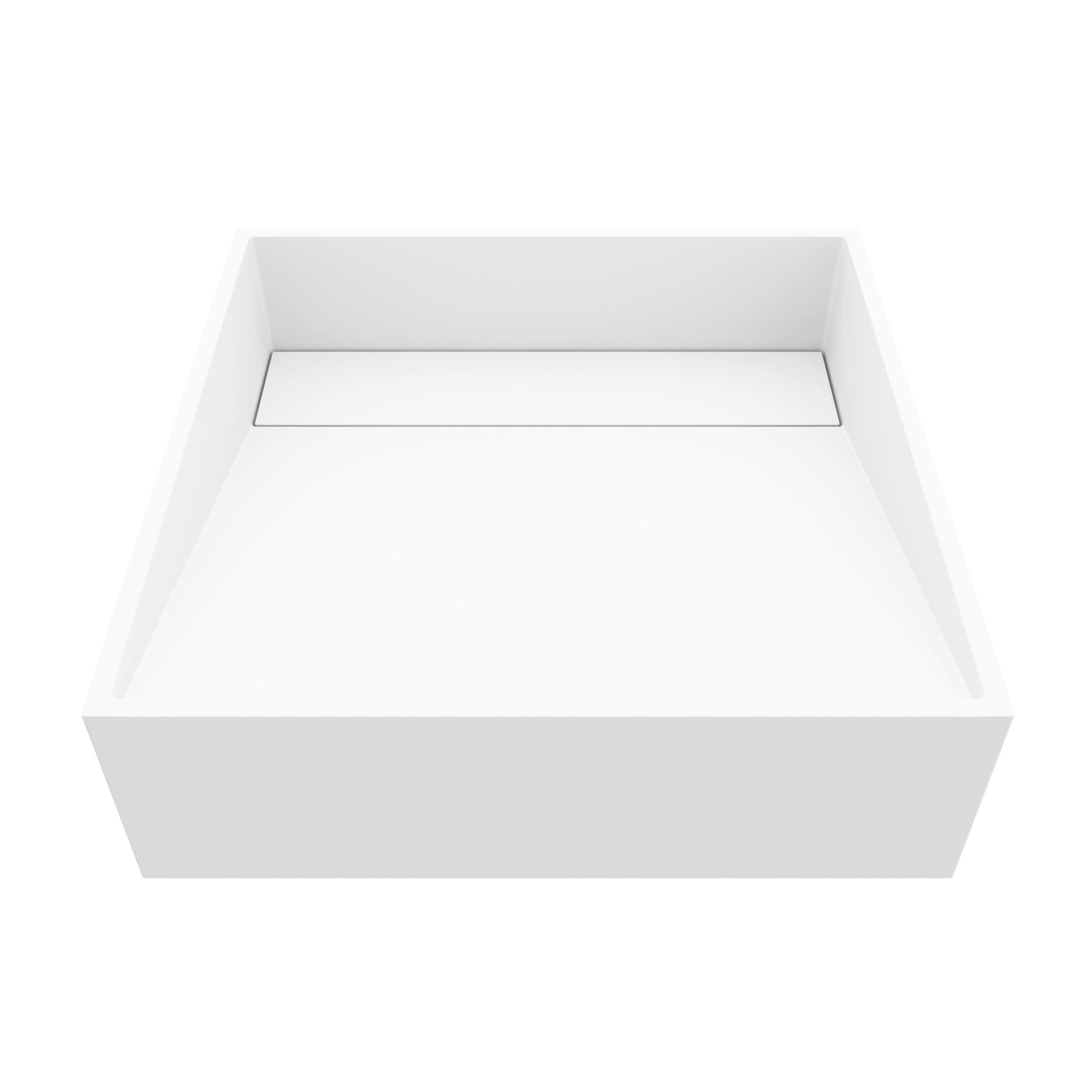 VIGO Starr Modern MatteStone™ 15x15-in Deep White Bathroom Sink/Basin with Square Vessel