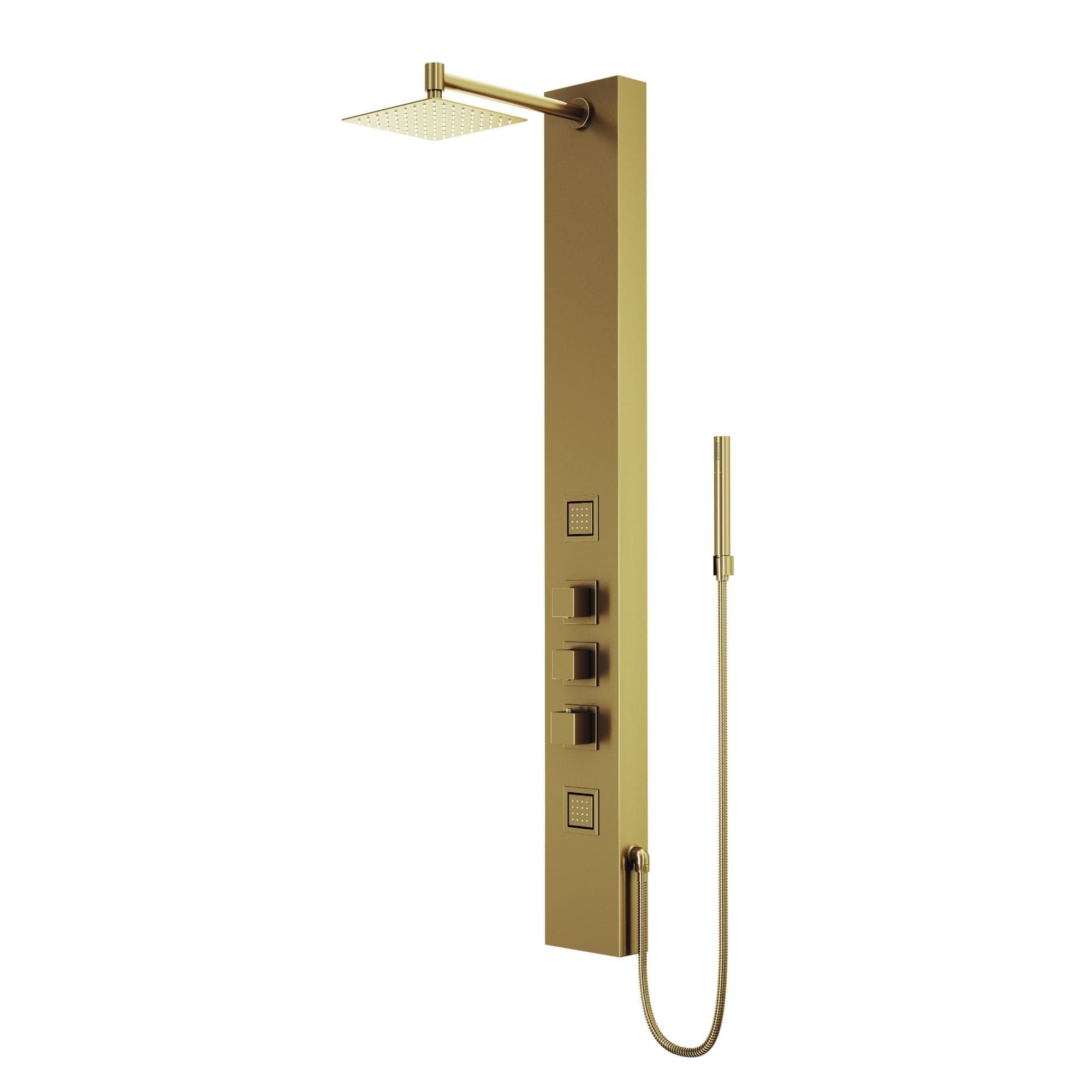 VIGO Rector 8-in Square 2-Jet Matte Gold Shower Panel