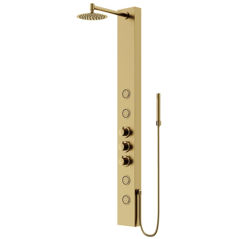 VIGO Ellington 8-in Round 4-Jet Matte Gold Shower Panel