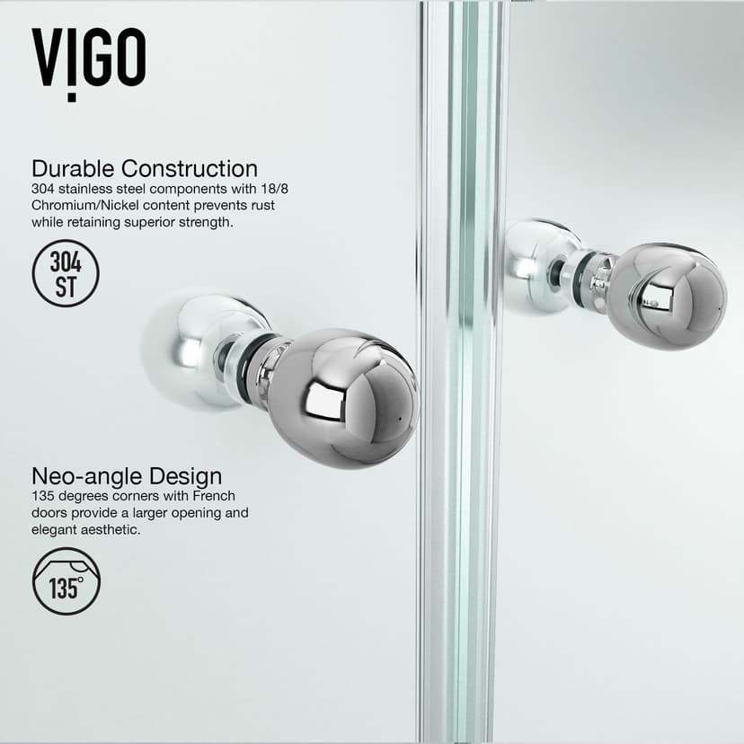 VIGO Gemini 40x40-in Chrome Neo-Angle Shower Enclosure