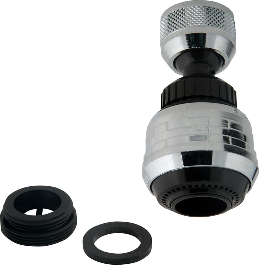 PlumbShop WaterWise 360-Degree Double-Swivel Aerator, Black