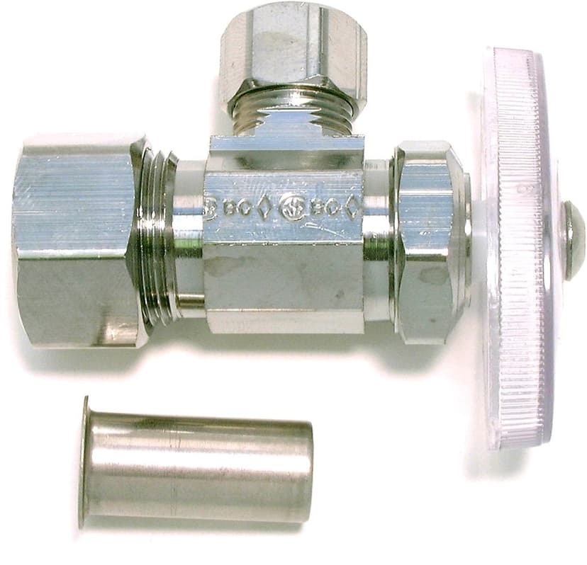 PlumbShop Chrome Angle Valve, 1/2-in Nom. PEX Comp. x 3/8-in O.D