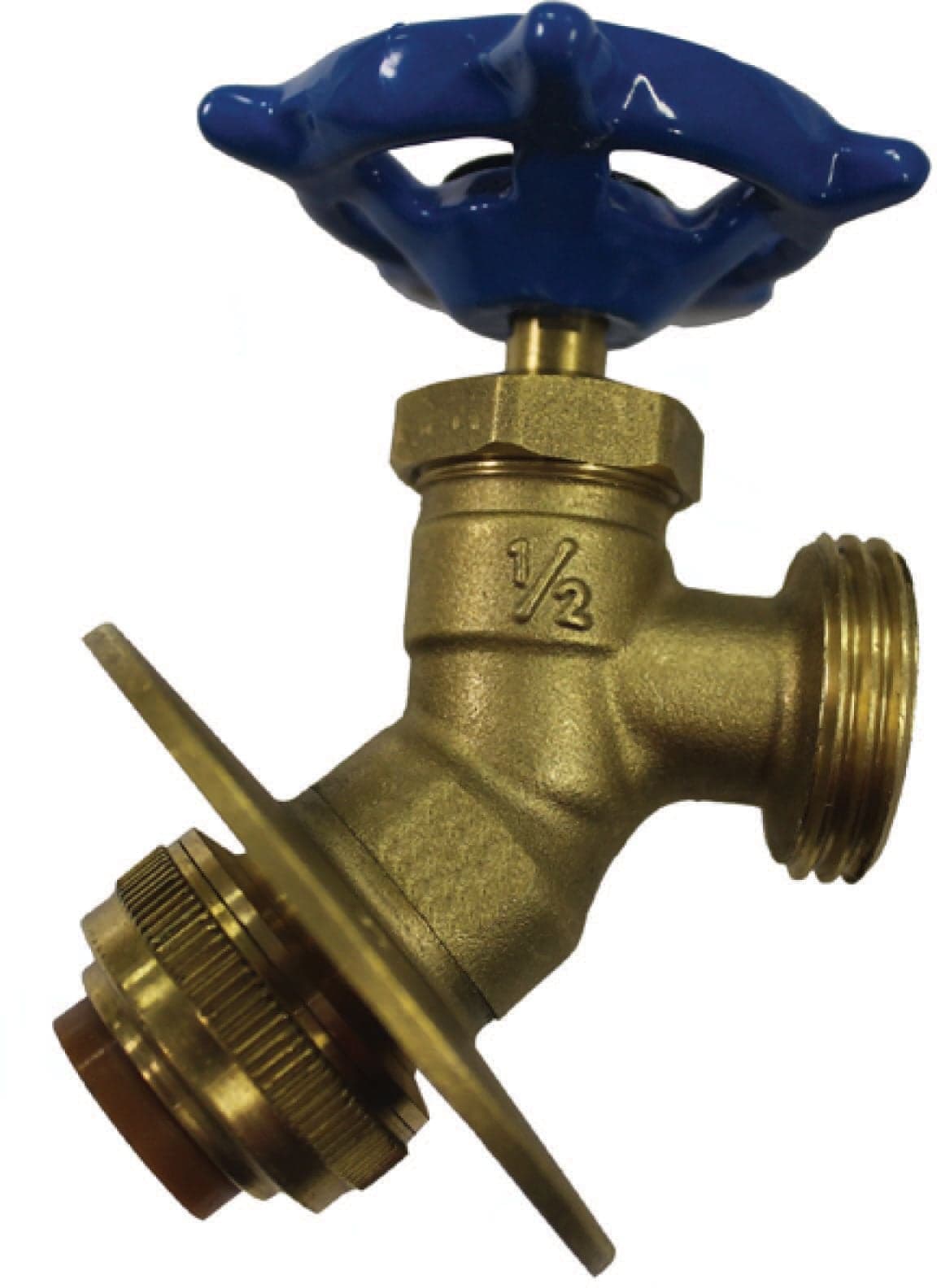 Waterline Push N' Connect Rough Brass Sillcock Valve with Flange, 1/2-in Push x 3/4-in Male Hose Thread