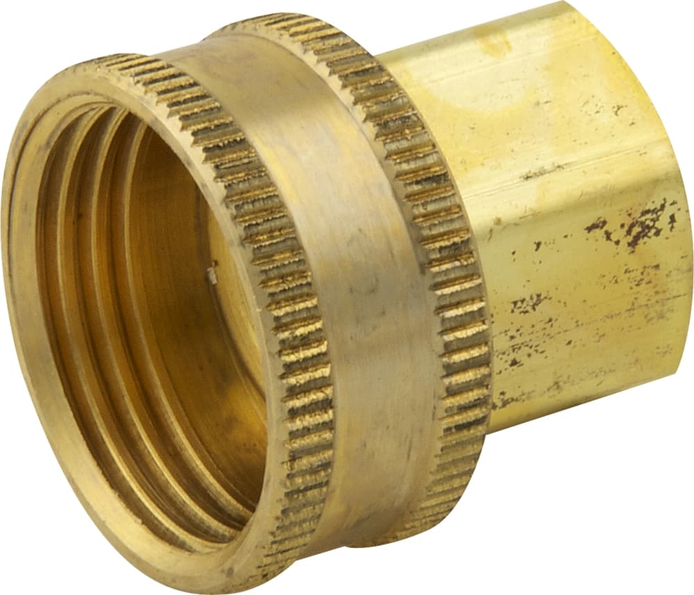 PlumbShop Brass Swivel Garden Hose Adapter, 3/4-in Female Hose x 1/2-in FIP