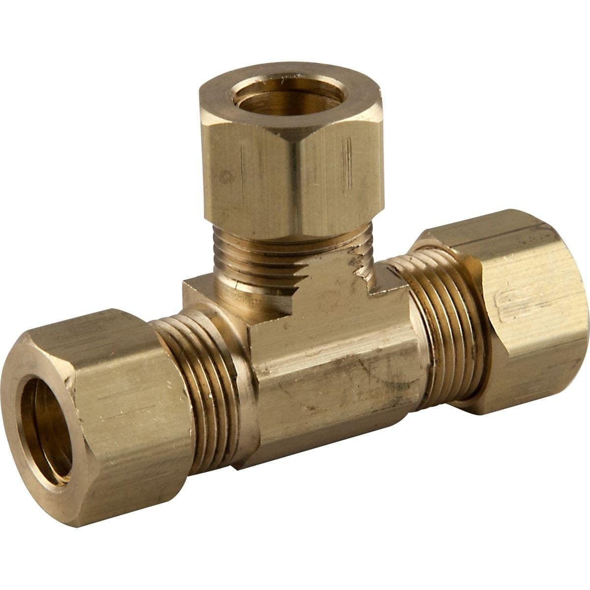 PlumbShop Brass Compression Tee, 3/8-in OD, 1-pk
