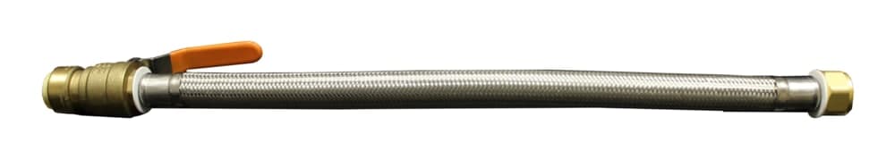 Waterline Push N’ Connect Water Heater Connector with Ball Valve, 18 x 3/4 FIP x 3/4-in