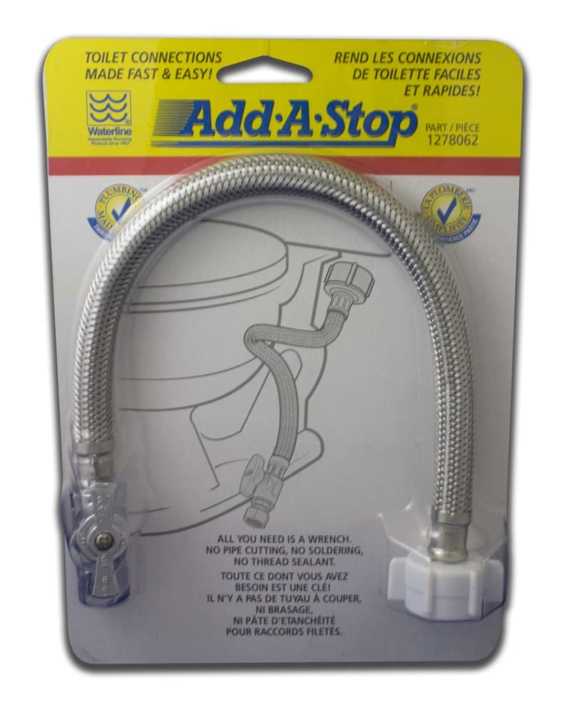 Waterline Add-A-Stop Stainless Steel Toilet Connector Kit, 12-in (30.48 cm)