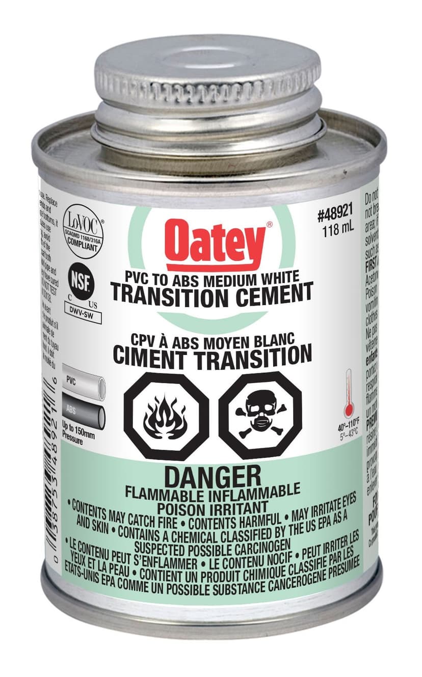 Oatey PVC to ABS Transition Cement, Medium White, 118-mL