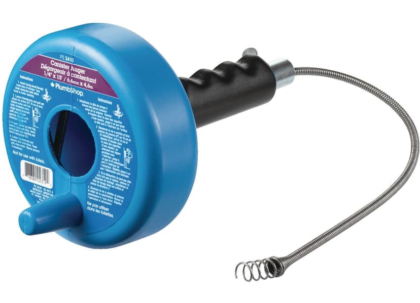PlumbShop PS2410 Canister Auger with Spring Wire, 15-ft