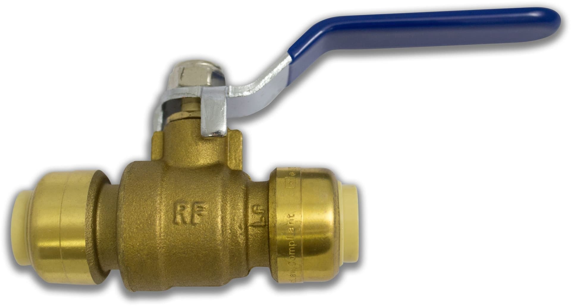 Waterline Push N' Connect Brass Ball Valve with Lever Handle, 1/2-in