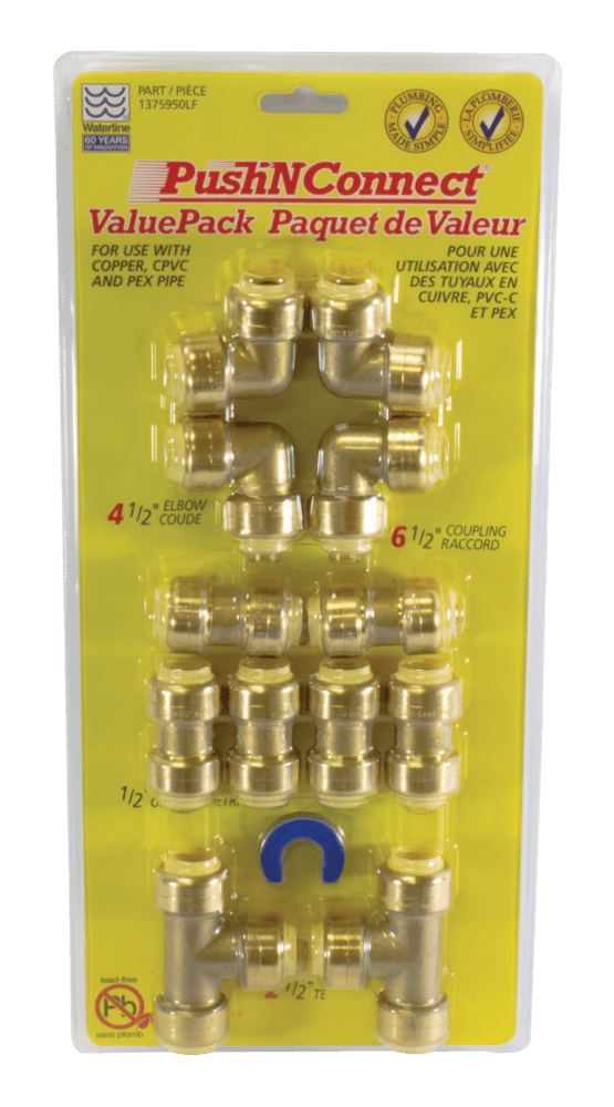 Waterline Push N' Connect Plumbing Fittings Value Pack, 13-pc