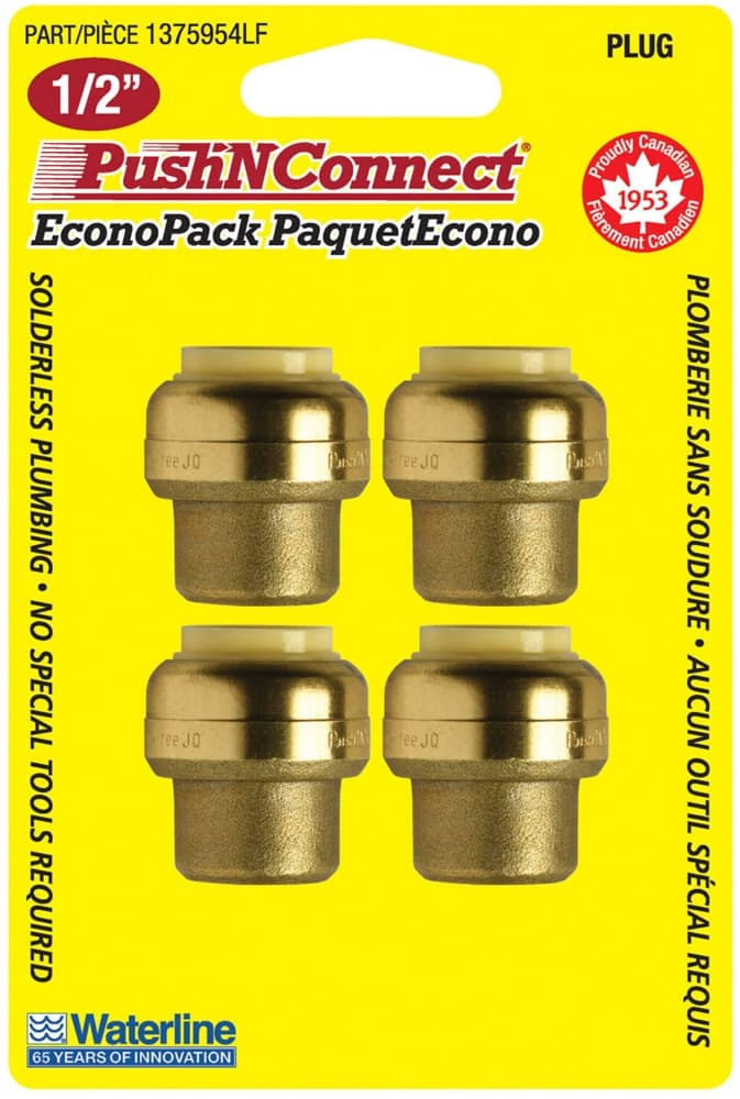Waterline Push N' Connect Plug Set, 1/2-in, 4-pk