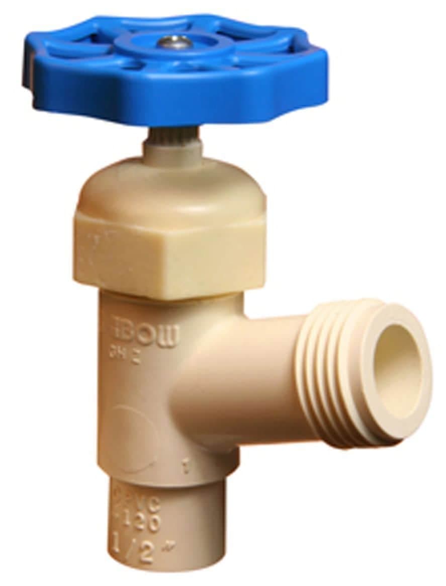 Bow CPVC Durable Female Pipe Thread x Hose Thread Broiler Drain Valve for Plumbing, Beige, 1/2-in