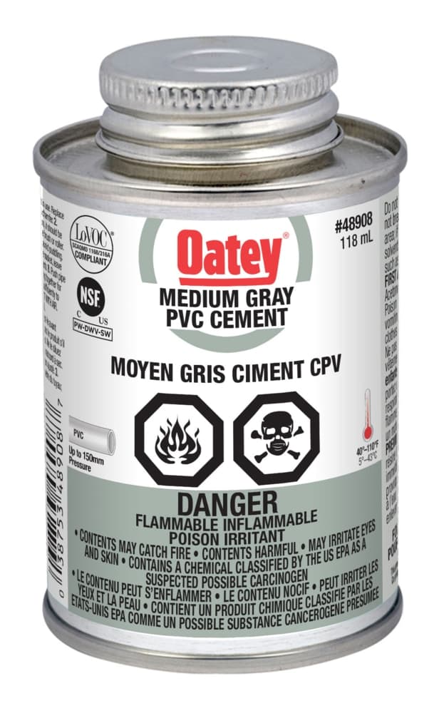 Oatey PVC Cement, Medium Grey, 118-mL