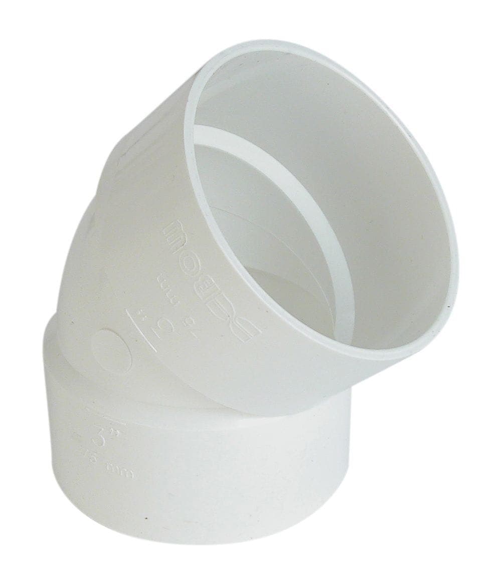 Bow PVC 45-Degree Elbow for Sewer and Drainage Fitting, White, Assorted Sizes