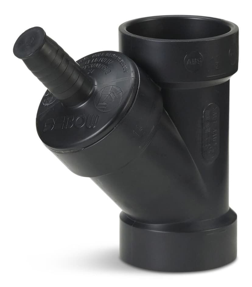 Bow ABS/DWV Dishwasher Wye Connection Spigot, Black, 1-1/2 x 1/2-in