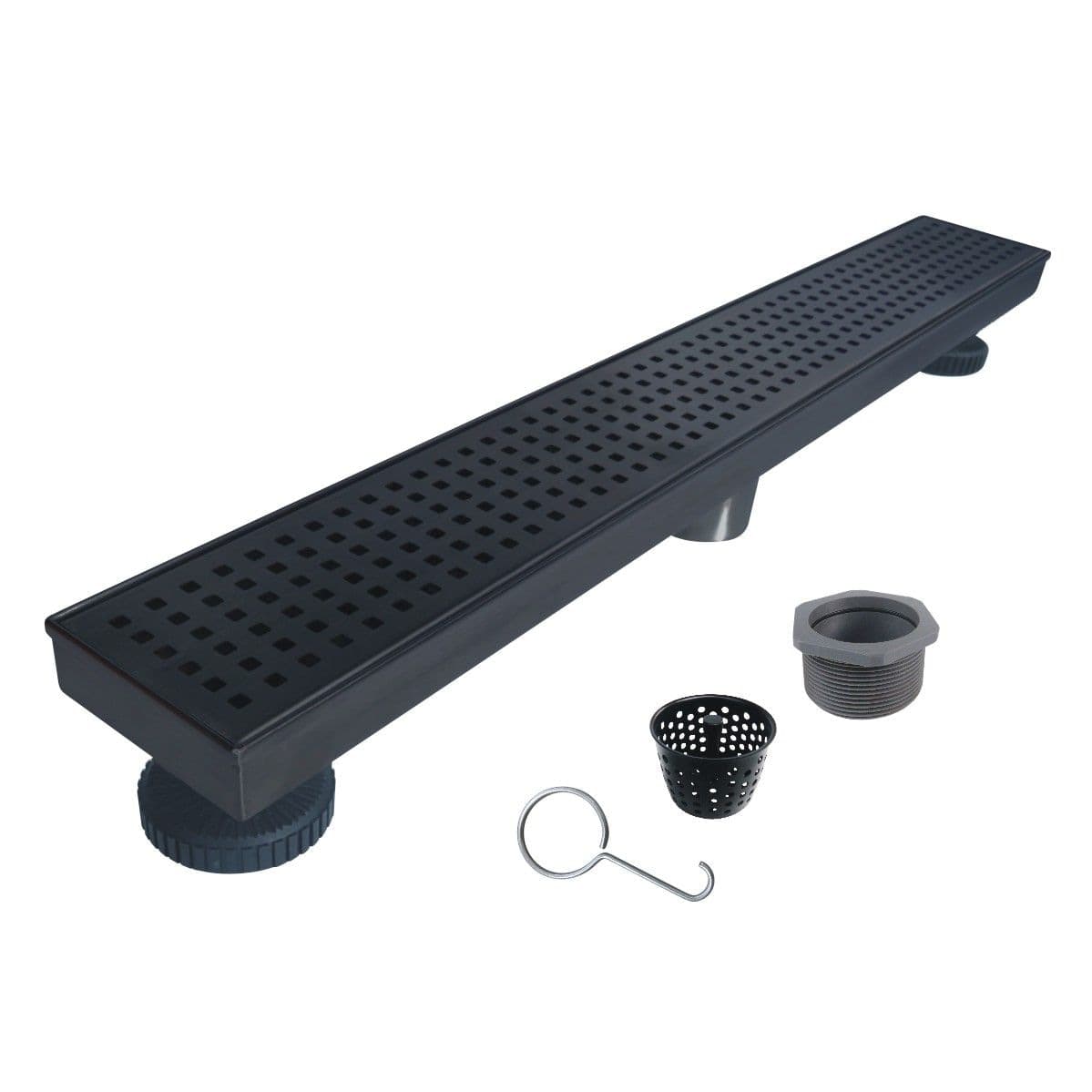 RELN Linear Shower Drain with Removable Grate, Matte Black, 24-in