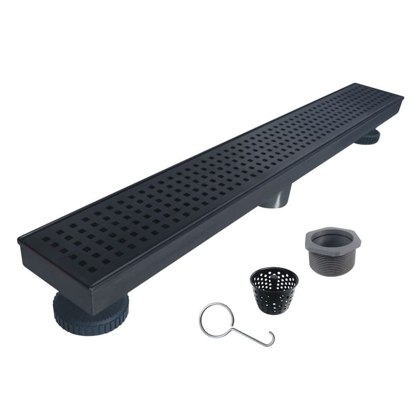 RELN Linear Shower Drain with Removable Grate, Matte Black, 24-in