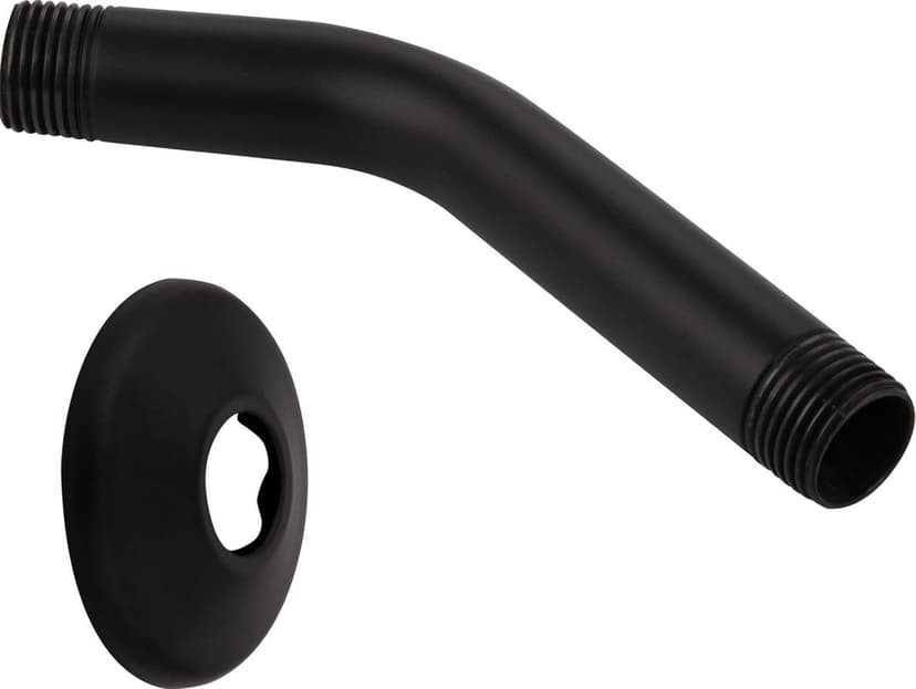 PlumbShop Shower Arm & Falange, 1/2-in, Matte Black